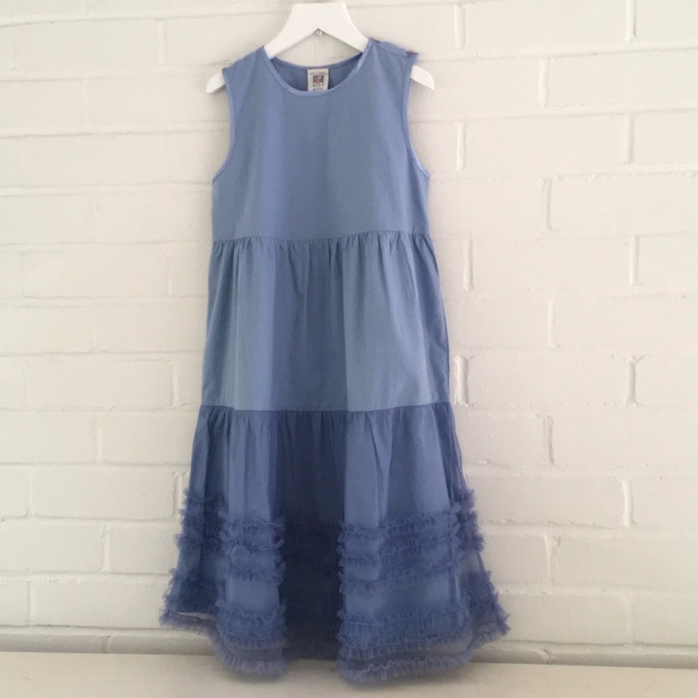 Classic Clean-Cut Girls April Cornell Sleeveless Summer Blue Dress size 5/6